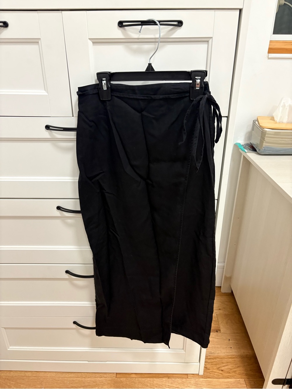 & Other Stories Black Wrap Skirt with Side Tie